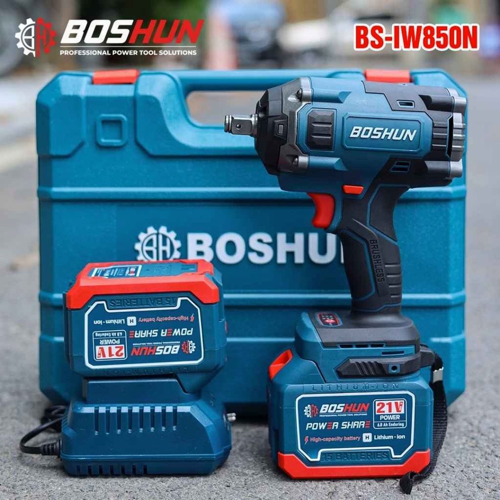 Máy Siết Bulong Boshun BS-IW850N 850W Không Chổi Than - Đầu 1/2 Inch Mở Ốc 36mm