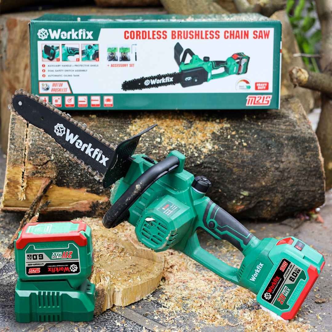 Máy Cưa Gỗ Cầm Tay Workfix WF-CS12BL 21V - Lam Xích 30cm Kèm 2 Pin 15 Cell