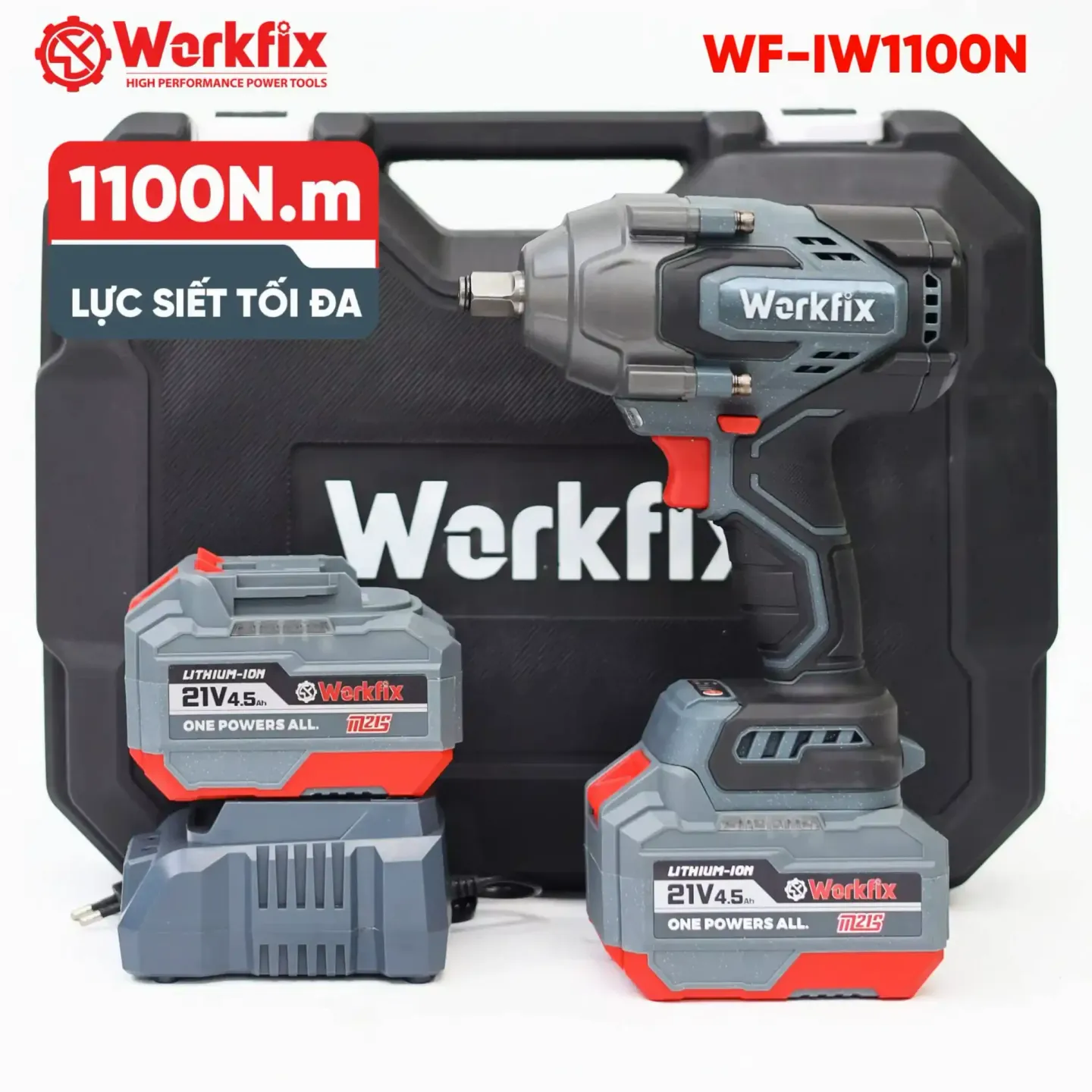 Máy Siết Bulong Workfix WF-IW1100N, lực siết khủng 1100N, mở vặn ốc xe tải, ô tô, xe máy