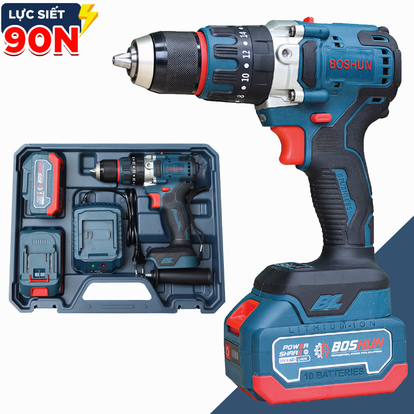 Máy khoan pin 3 chức năng Boshun BS-ID1390BL tặng bộ phụ kiện 29 món